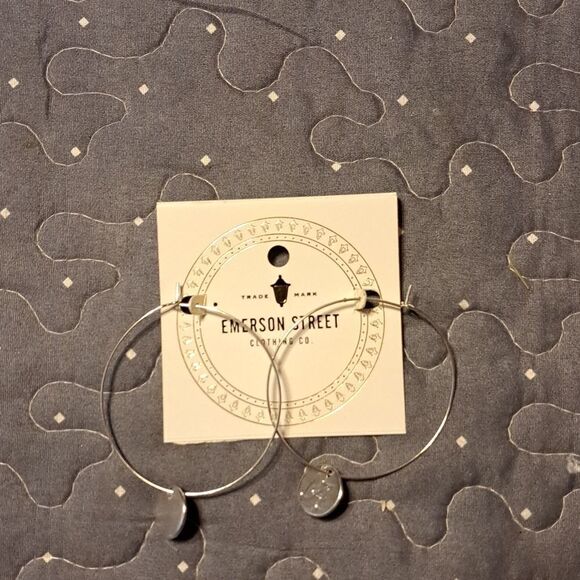 Emerson sSteet Alabama sliver tone hoop earrings new - Picture 1 of 3
